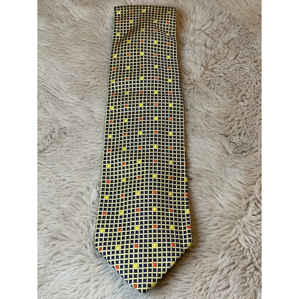 Boss Hugo Boss Men's Black/Gold/Red Geometric 100% Silk Neck Tie 55